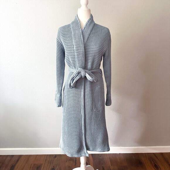 Brooklinen Dreamweave Waffle Blue Cotton Women's Robe size small - Picture 1 of 9